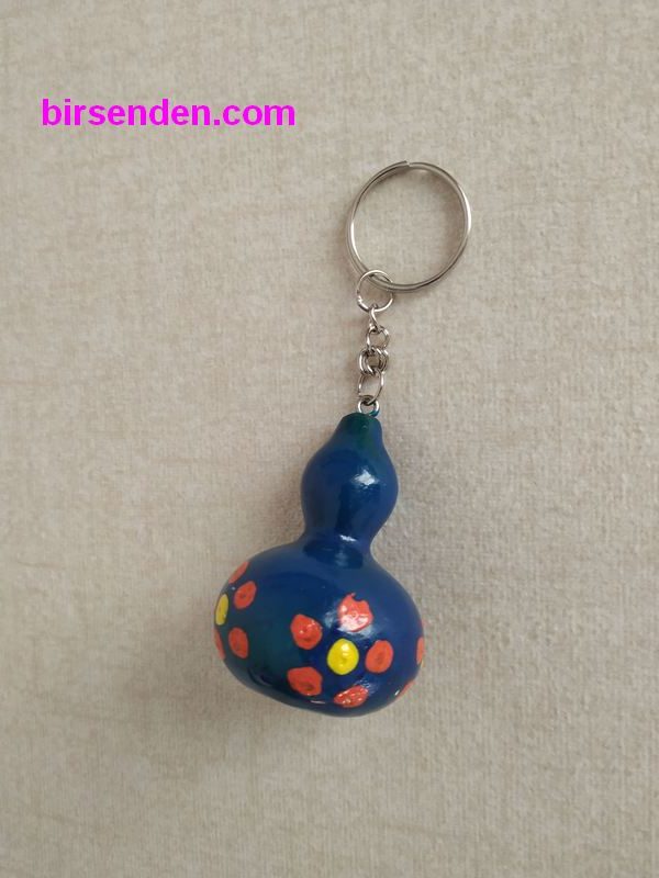 El Yapımı Renkli Çiçekli Su Kabağı Anahtarlık