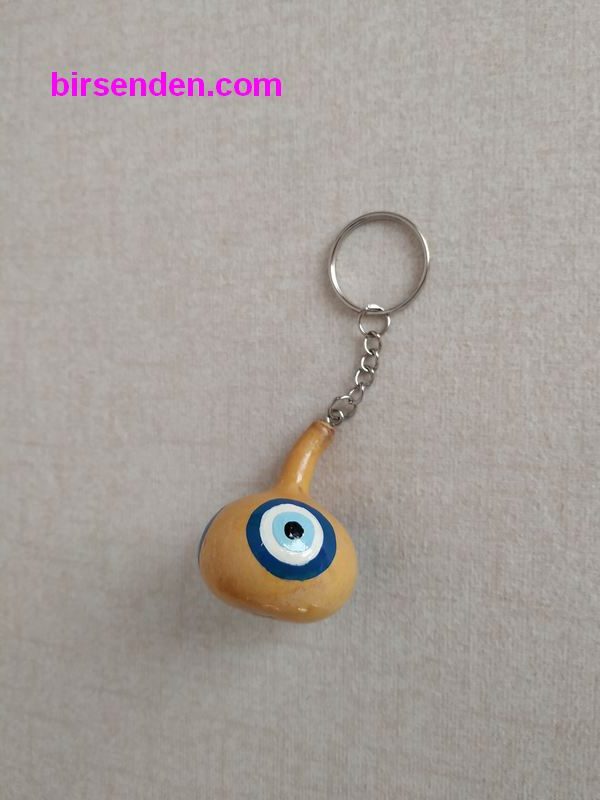 El Yapımı Renkli Nazar Boncuklu Su Kabağı Anahtarlık